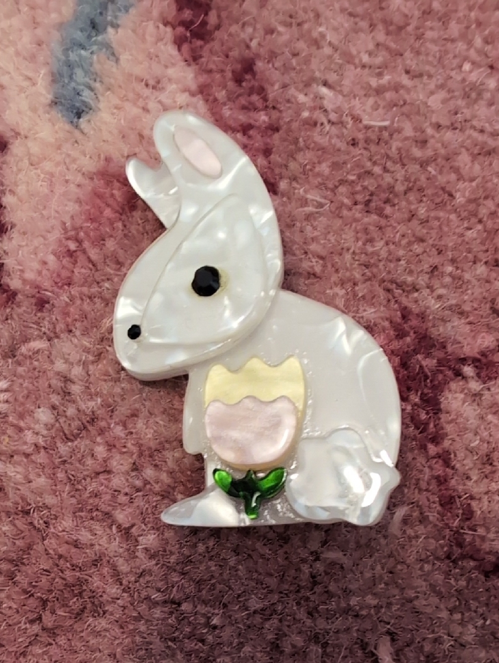 White Rabbit Decorative Pet Charm with Pink Flower